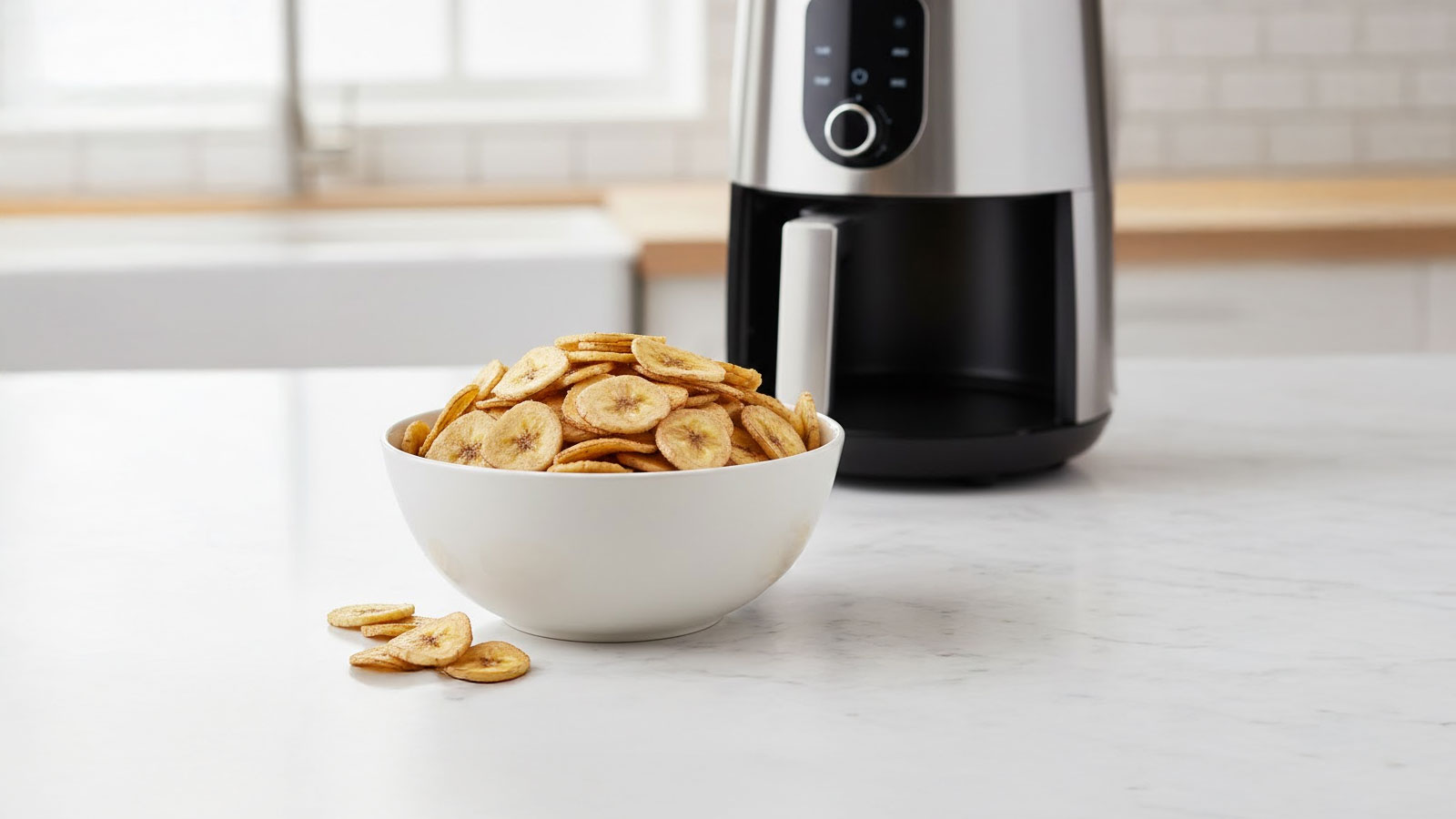 Bananenchips uit de airfryer