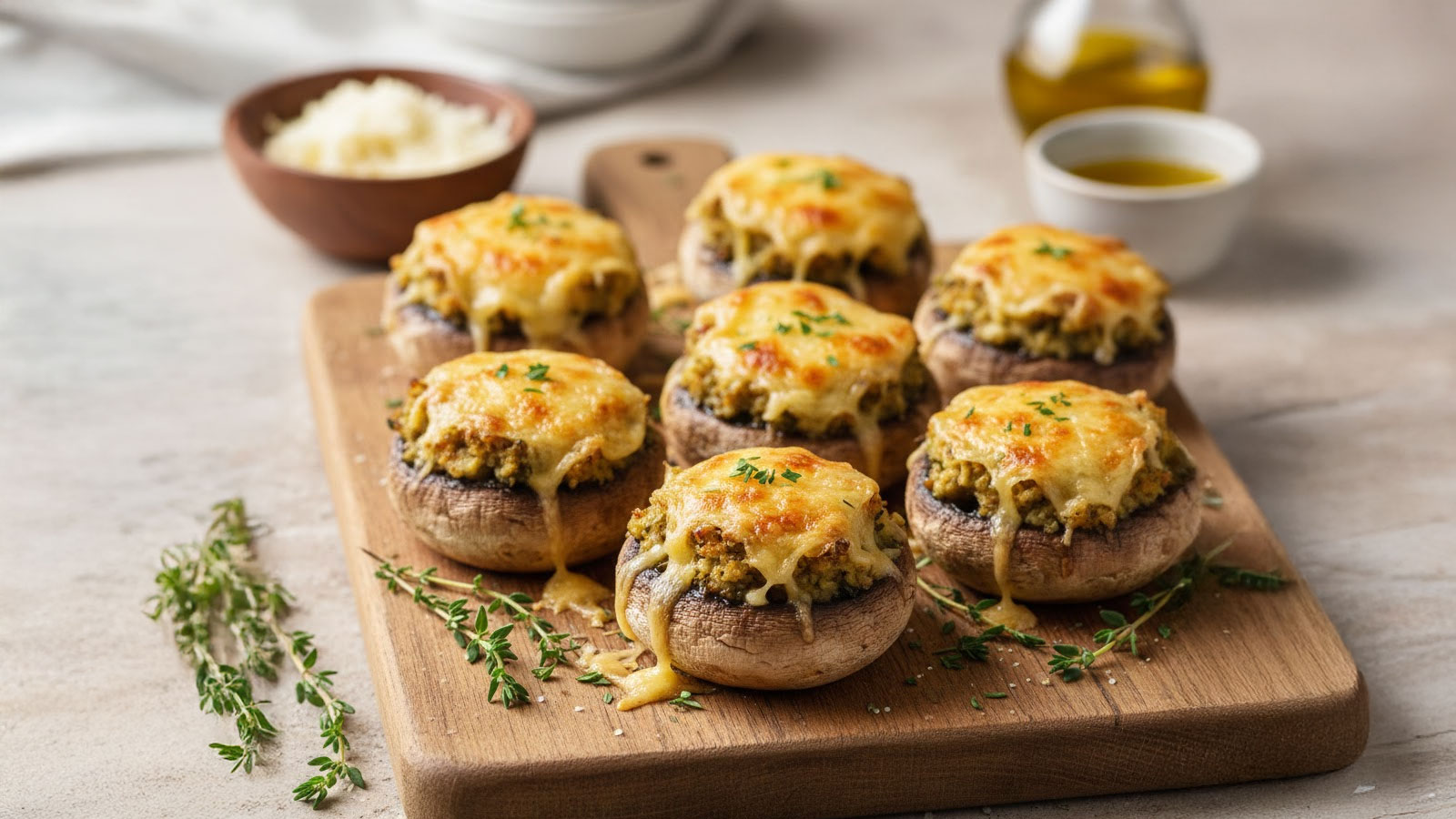 Gevulde champignons uit de airfryer