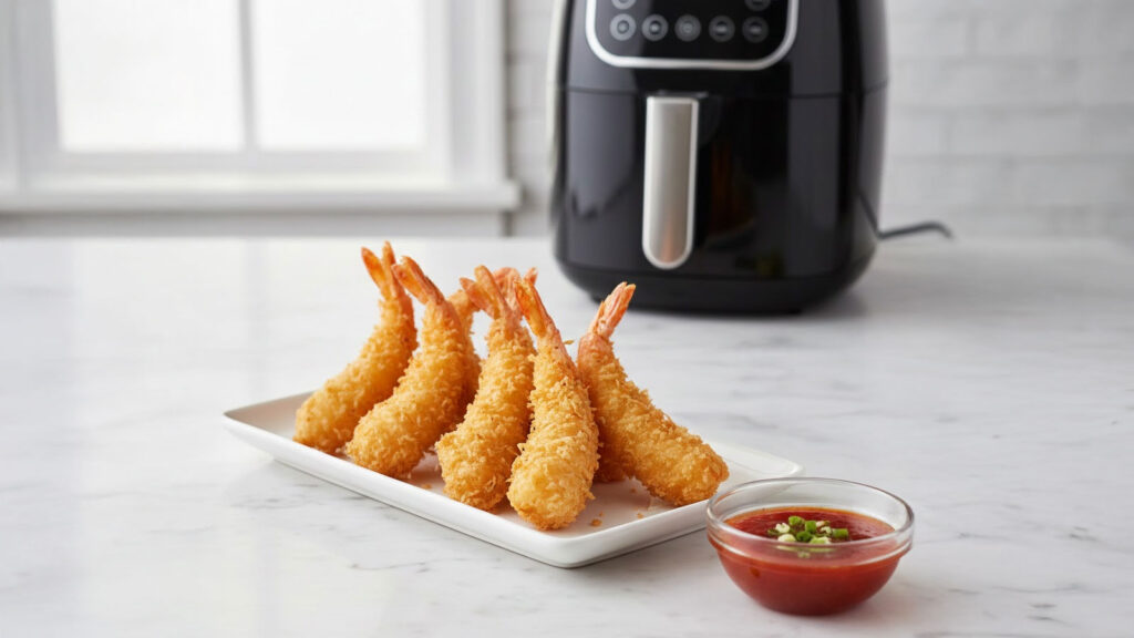 Tempura garnalen opwarmen airfryer