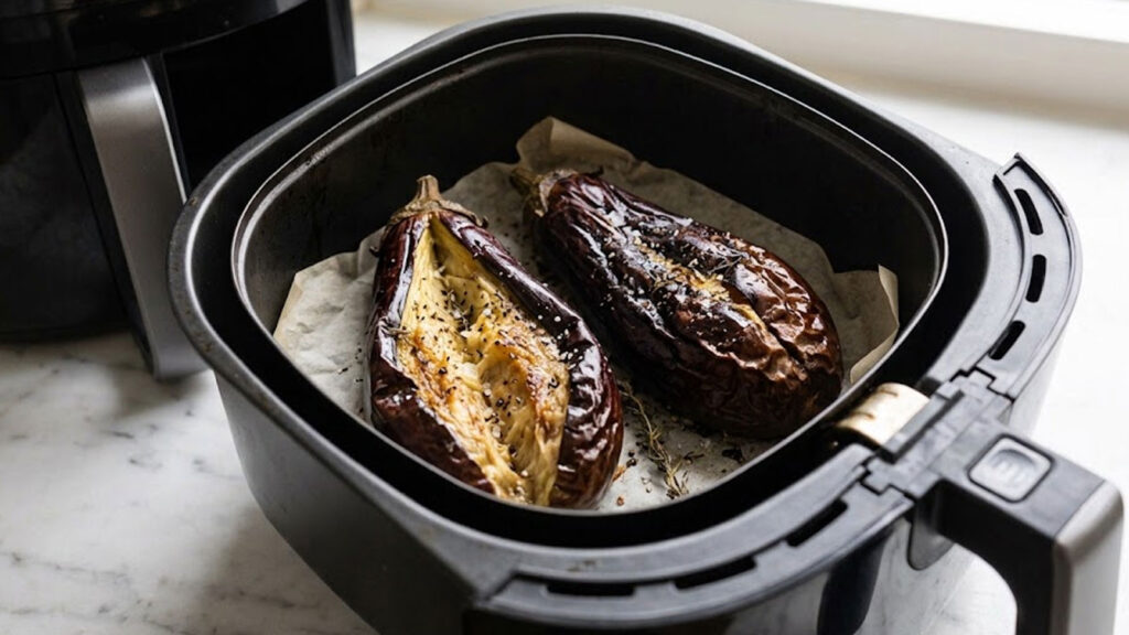 Gepofte aubergine uit de airfryer