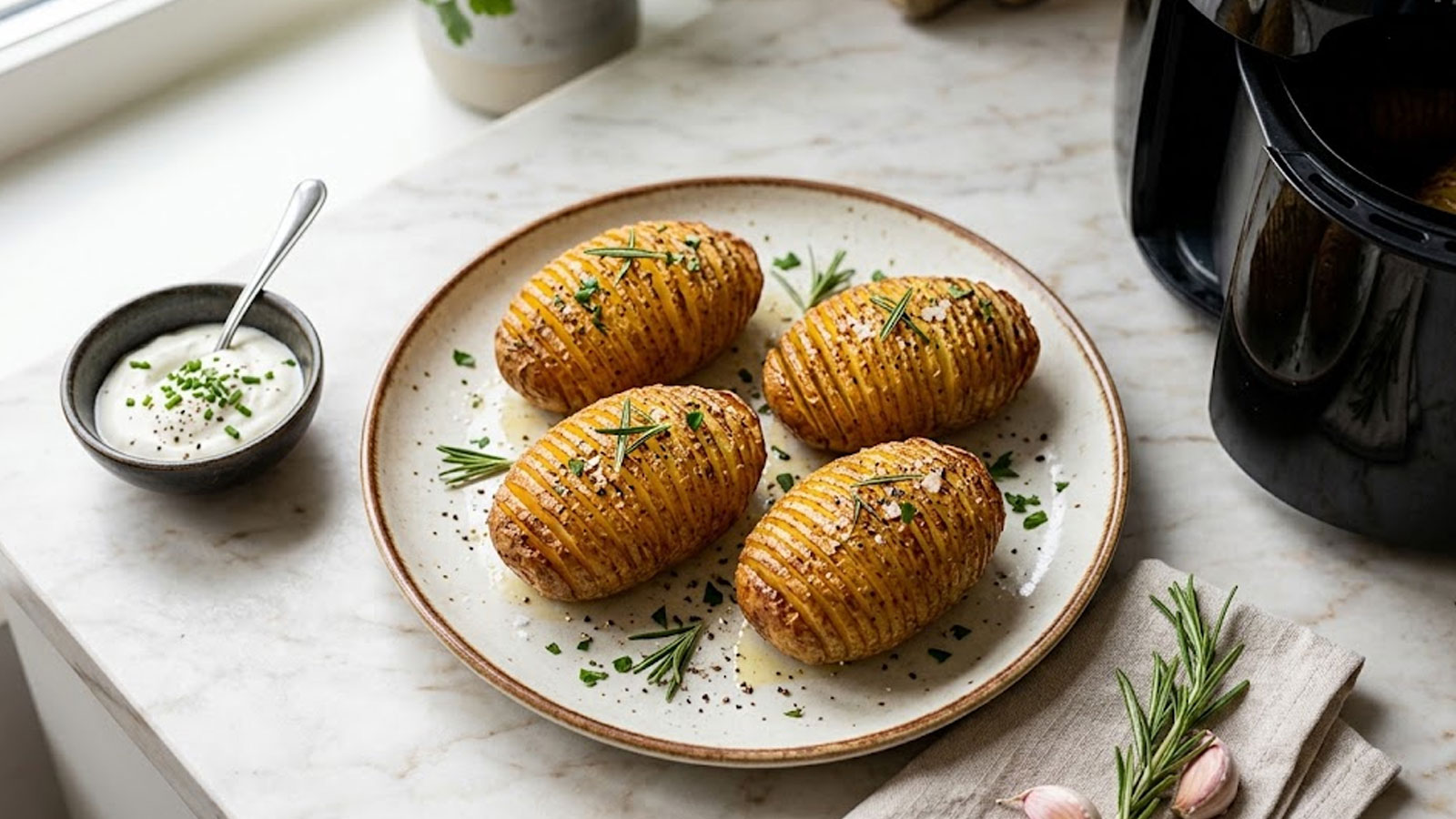 Hasselback aardappelen uit de airfryer