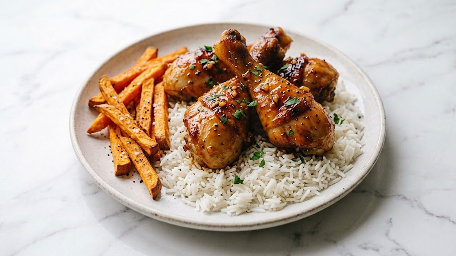 Honing-knoflook drumsticks uit de airfryer
