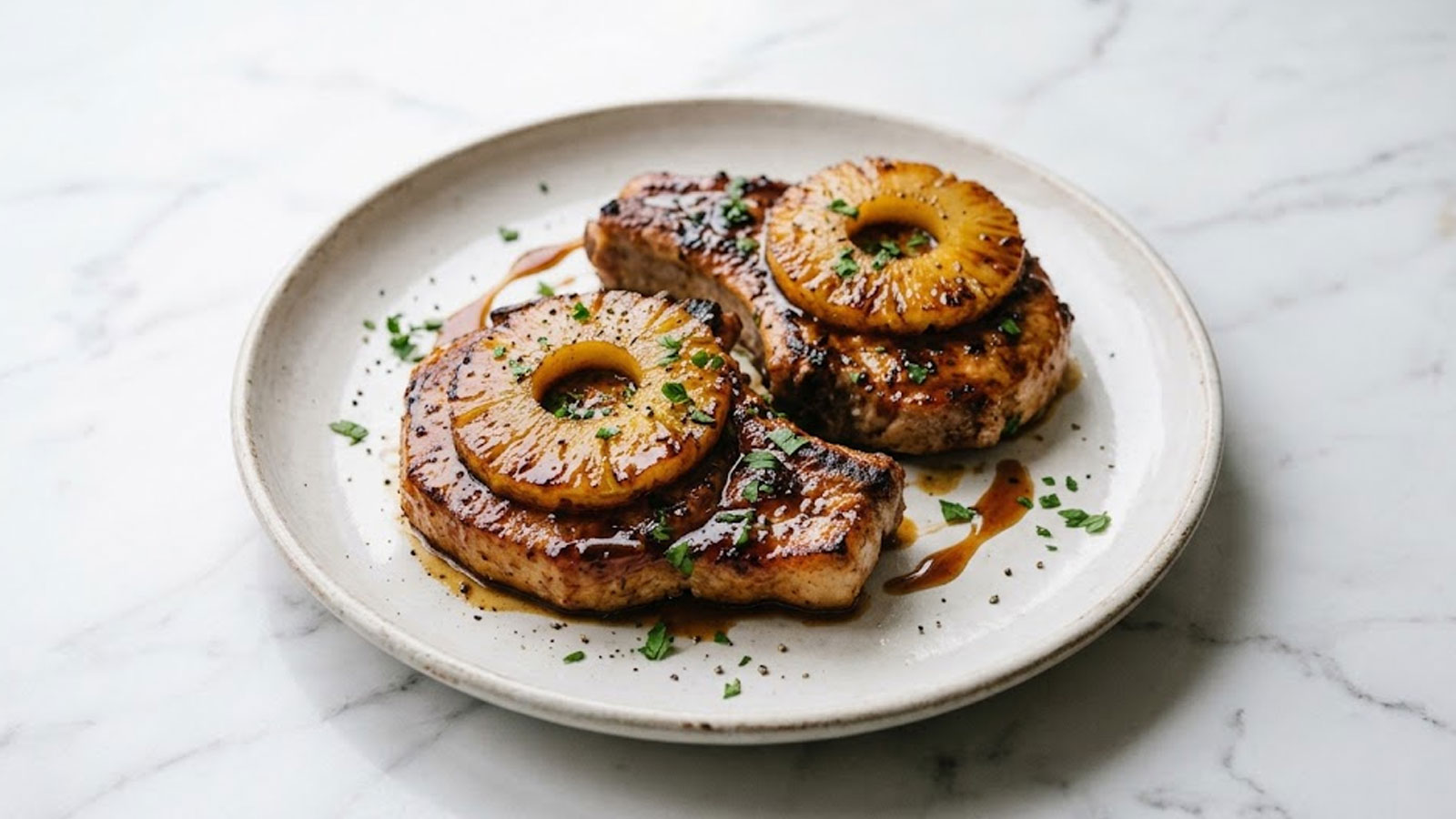 Varkenskoteletten met ananasringen uit de airfryer