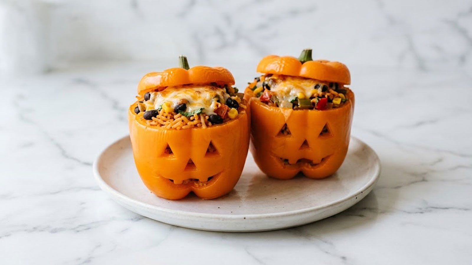 Vegetarische gevulde Jack-o lantern
